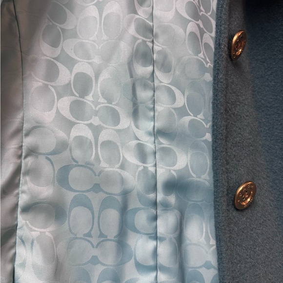 Coach peacock blue, shawl collar coat. - Picture 5 of 7